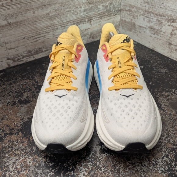 Womens Hoka One One Clifton 9 Running Shoes Sz 10 Used VGC White Mesh - Picture 3 of 10
